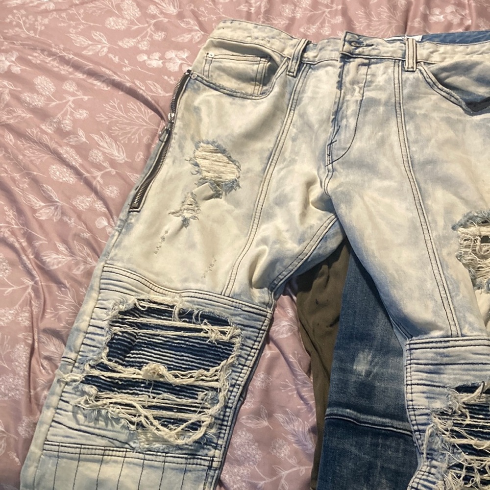 Lauren Vidal Blue Bootcut Jeans with Distressed Details